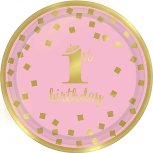 1st Birthday Bordjes Roze & Goud 1st Birthday Bordjes Roze & Goud
